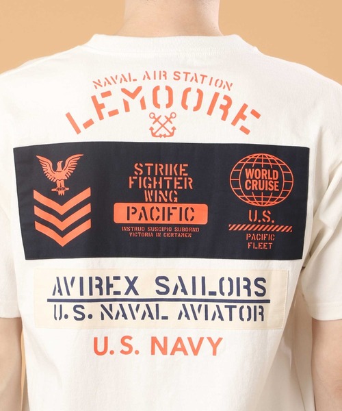 AVIREX（アヴィレックス）の「ナバル シーチィング パッチド Tシャツ/NAVAL SHEETING PATCHED T-SHIRT / アヴィレックス /AVIREX（Tシャツ/カットソー・メンズ・ホワイト/ブラック/ダークオリーブ/オレンジ・MEDIUM/X-LARGE/LARGE/XX-LARGE）」の14枚目の写真