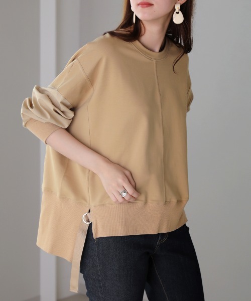Bou Jeloud(ブージュルード)の「ミニ裏毛ドッキングスリーブプルオーバー(Tシャツ/カットソー・レディース・ブラック/ベージュ/オフホワイト・FREE)」の3枚目の写真