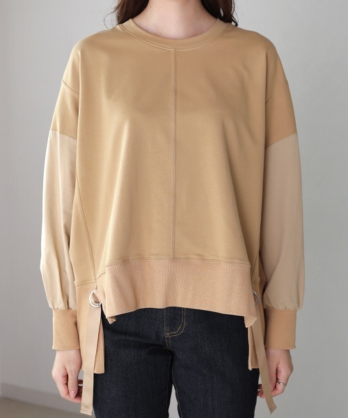 Bou Jeloud(ブージュルード)の「ミニ裏毛ドッキングスリーブプルオーバー(Tシャツ/カットソー・レディース・ブラック/ベージュ/オフホワイト・FREE)」の19枚目の写真