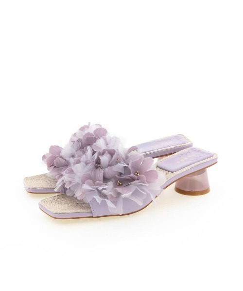RANDA（ランダ）の「フラワーデザインクリアミュールサンダル（サンダル・レディース・ホワイト/パープル/ブルー・LL/S/M/L）」の19枚目の写真