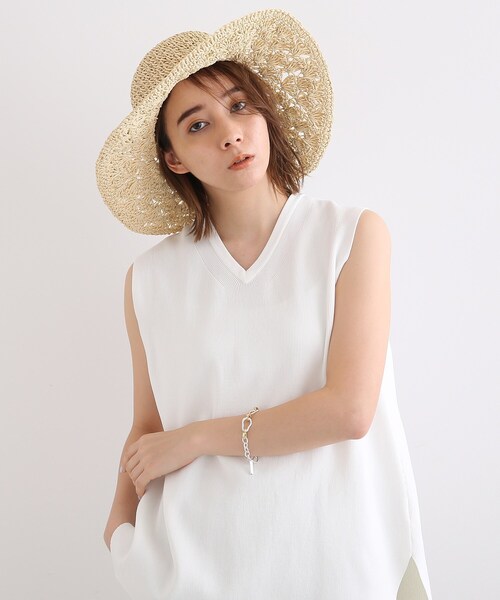 INDIVI（インディヴィ）の「◆ペーパークロシェハット（ハット・レディース・ベージュ/オフホワイト・00）」の9枚目の写真