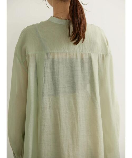 AMERICAN HOLIC（アメリカンホリック）の「シアーバンドカラーワンピース（シャツワンピース・レディース・ミント/ブラウン・M/L）」の21枚目の写真