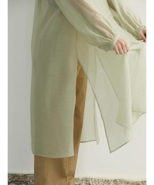 AMERICAN HOLIC（アメリカンホリック）の「シアーバンドカラーワンピース（シャツワンピース・レディース・ミント/ブラウン・M/L）」の19枚目の写真