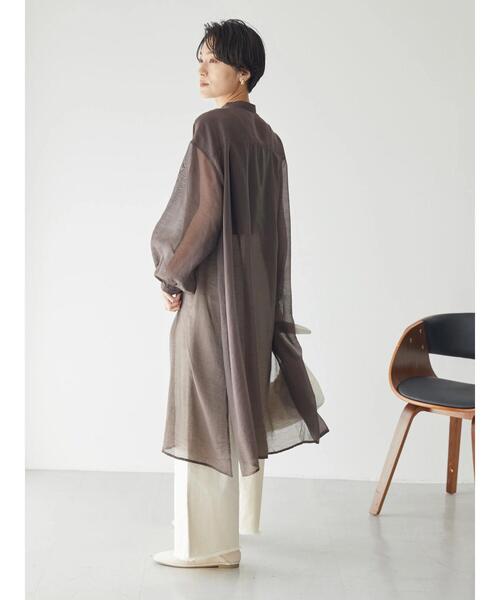 AMERICAN HOLIC（アメリカンホリック）の「シアーバンドカラーワンピース（シャツワンピース・レディース・ミント/ブラウン・M/L）」の16枚目の写真