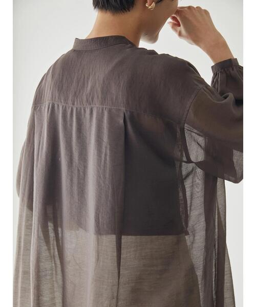 AMERICAN HOLIC（アメリカンホリック）の「シアーバンドカラーワンピース（シャツワンピース・レディース・ミント/ブラウン・M/L）」の12枚目の写真