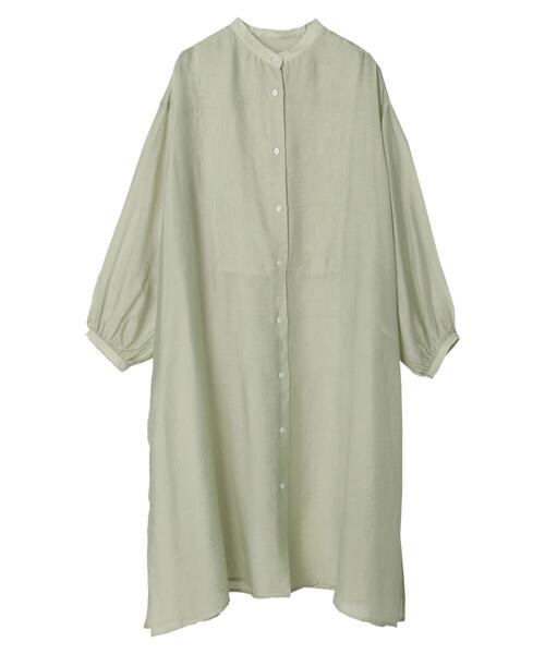 AMERICAN HOLIC（アメリカンホリック）の「シアーバンドカラーワンピース（シャツワンピース・レディース・ミント/ブラウン・M/L）」の10枚目の写真