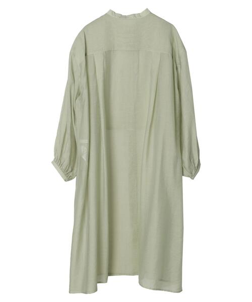 AMERICAN HOLIC（アメリカンホリック）の「シアーバンドカラーワンピース（シャツワンピース・レディース・ミント/ブラウン・M/L）」の9枚目の写真