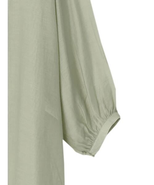 AMERICAN HOLIC（アメリカンホリック）の「シアーバンドカラーワンピース（シャツワンピース・レディース・ミント/ブラウン・M/L）」の7枚目の写真