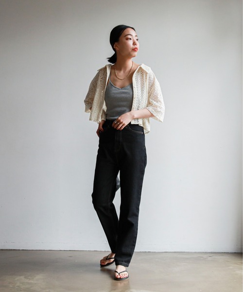 feepur(フェピュール)の「ハーフスリーブレースシャツ(シャツ/ブラウス・レディース・アイボリー/ブラック・MEDIUM)」の3枚目の写真