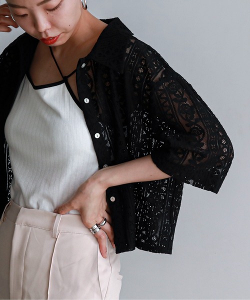 feepur(フェピュール)の「ハーフスリーブレースシャツ(シャツ/ブラウス・レディース・アイボリー/ブラック・MEDIUM)」の21枚目の写真