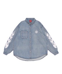 【PARAGRAPH/パラグラフ】032 FIRE SLEEVE DENIM SHIRT/炎モチーフ デニム ポケット シャツ