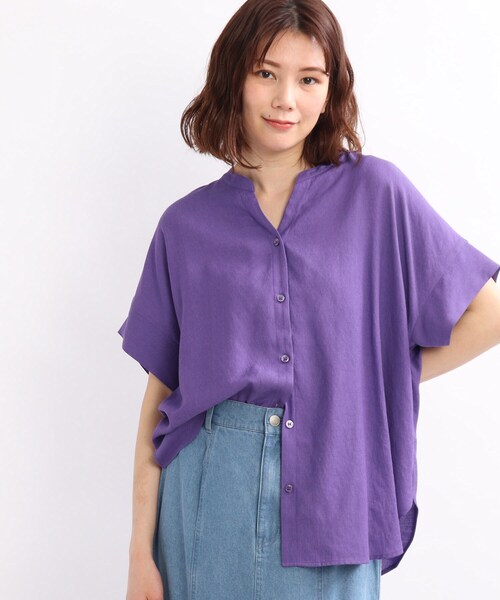 SHOO・LA・RUE（シューラルー）の「◆【洗濯機可】シアー前開きシャツ（シャツ/ブラウス・レディース・ホワイト系/チャコールグレー/オリーブ/ブラウン系/ピンク系/パープル系・00）」の5枚目の写真