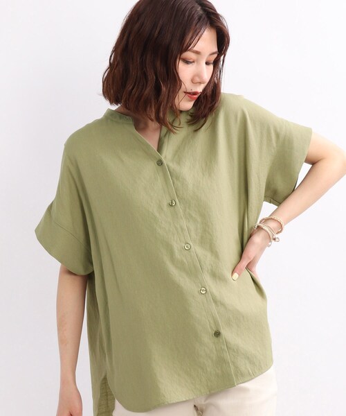 SHOO・LA・RUE（シューラルー）の「◆【洗濯機可】シアー前開きシャツ（シャツ/ブラウス・レディース・ホワイト系/チャコールグレー/オリーブ/ブラウン系/ピンク系/パープル系・00）」の4枚目の写真