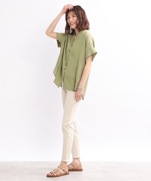 SHOO・LA・RUE（シューラルー）の「◆【洗濯機可】シアー前開きシャツ（シャツ/ブラウス・レディース・ホワイト系/チャコールグレー/オリーブ/ブラウン系/ピンク系/パープル系・00）」の18枚目の写真