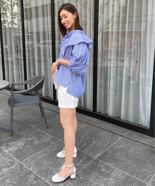 Meli rich（メリーリッチ）の「ビッグカラーフリルブラウス（シャツ/ブラウス・レディース・ホワイト/ライトブルー/ブルー/ネイビー/ライトグレー/ピンク/ブラック/ブルー系その他・MEDIUM）」の21枚目の写真