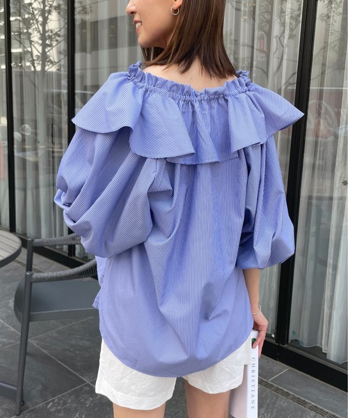 Meli rich（メリーリッチ）の「ビッグカラーフリルブラウス（シャツ/ブラウス・レディース・ホワイト/ライトブルー/ブルー/ネイビー/ライトグレー/ピンク/ブラック/ブルー系その他・MEDIUM）」の22枚目の写真