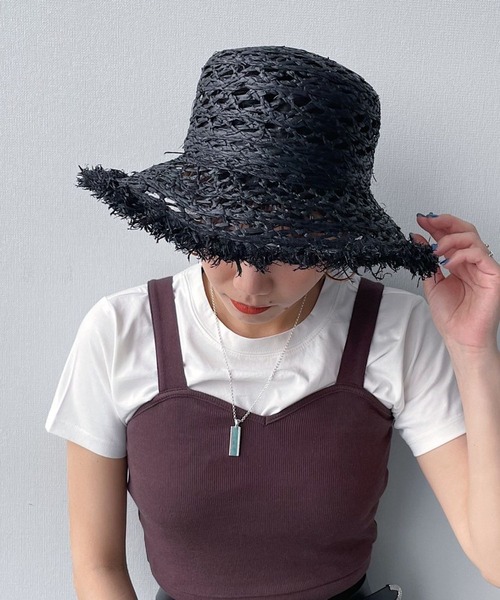 PAGEBOY(ページボーイ)の「ラフィアバケハ(ハット・レディース・ブラック/グリーン系その他・FREE)」の13枚目の写真