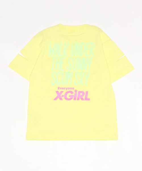 X-girl Stages(エックスガールステージス)の「袖アキロゴグラフィック半袖Tシャツ(Tシャツ/カットソー・キッズ・イエロー/ライトピンク/ライトグリーン・130cm/100cm/90cm/120cm/140cm/110cm)」の10枚目の写真