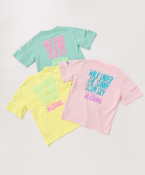 X-girl Stages(エックスガールステージス)の「袖アキロゴグラフィック半袖Tシャツ(Tシャツ/カットソー・キッズ・イエロー/ライトピンク/ライトグリーン・130cm/100cm/90cm/120cm/140cm/110cm)」の20枚目の写真