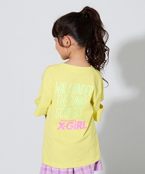 X-girl Stages(エックスガールステージス)の「袖アキロゴグラフィック半袖Tシャツ(Tシャツ/カットソー・キッズ・イエロー/ライトピンク/ライトグリーン・130cm/100cm/90cm/120cm/140cm/110cm)」の5枚目の写真