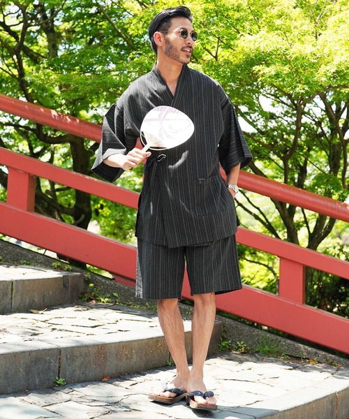 しじら織り甚平 上下セット お祭り 花火大会 父の日 プレゼント ギフト