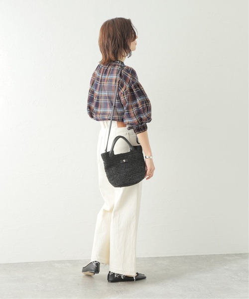 Spick & Span(スピックアンドスパン)の「スラブチェックVカラー ブラウス(シャツ/ブラウス・レディース・ネイビー/グリーン・FREE)」の15枚目の写真