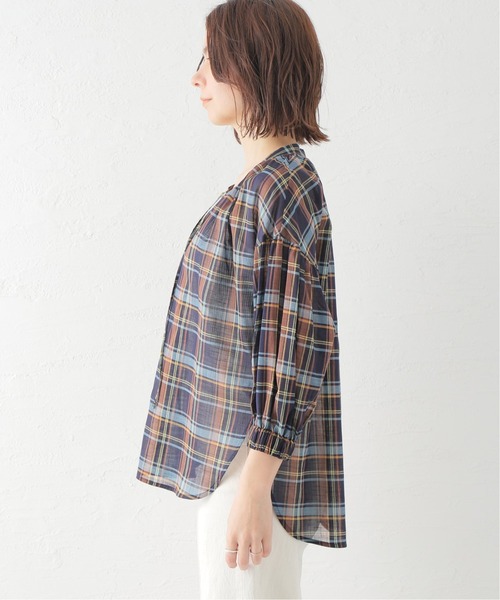 Spick & Span(スピックアンドスパン)の「スラブチェックVカラー ブラウス(シャツ/ブラウス・レディース・ネイビー/グリーン・FREE)」の21枚目の写真