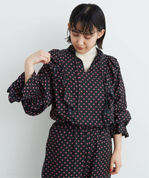Dot＆Stripes CHILD WOMAN | Cu/Coツイル花柄 フリルブラウス(シャツ/ブラウス)