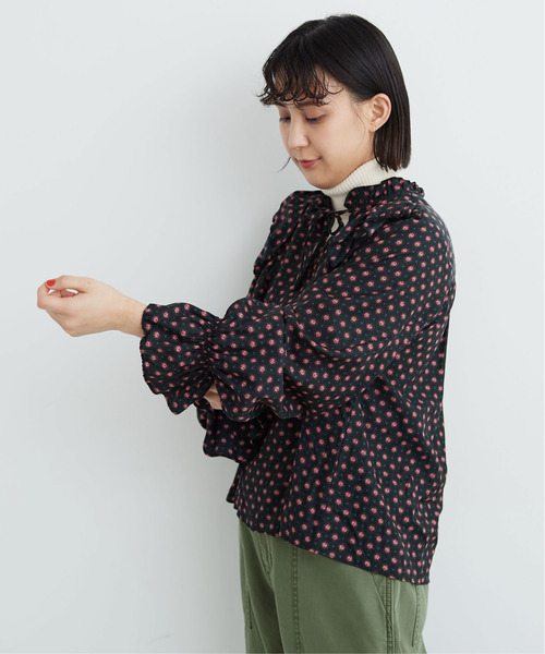 Dot＆Stripes CHILD WOMAN（ドットアンドストライプス　チャイルドウーマン）の「Cu/Coツイル花柄 フリルブラウス（シャツ/ブラウス・レディース・ピンク/ブラック・FREE）」の9枚目の写真