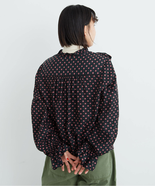 Dot＆Stripes CHILD WOMAN（ドットアンドストライプス　チャイルドウーマン）の「Cu/Coツイル花柄 フリルブラウス（シャツ/ブラウス・レディース・ピンク/ブラック・FREE）」の10枚目の写真