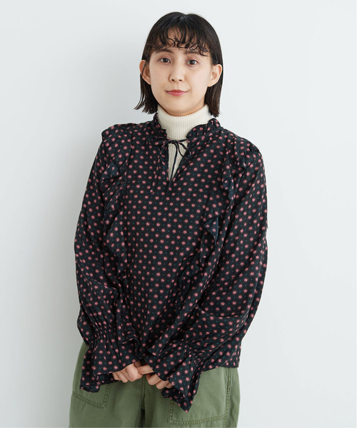 Dot＆Stripes CHILD WOMAN（ドットアンドストライプス　チャイルドウーマン）の「Cu/Coツイル花柄 フリルブラウス（シャツ/ブラウス・レディース・ピンク/ブラック・FREE）」の8枚目の写真