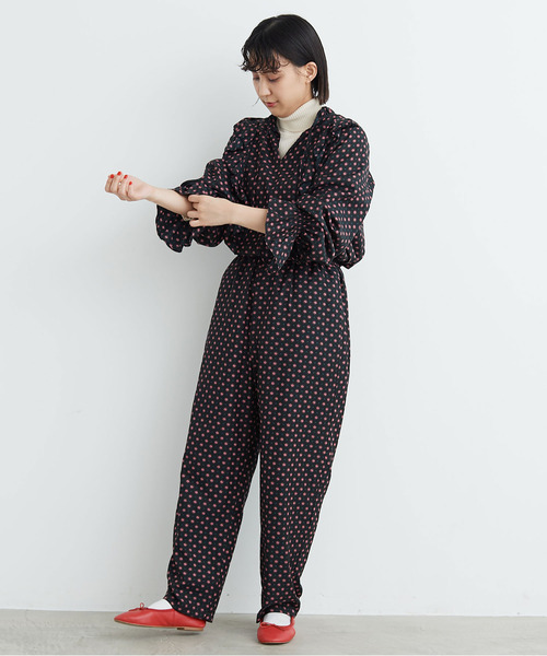 Dot＆Stripes CHILD WOMAN（ドットアンドストライプス　チャイルドウーマン）の「Cu/Coツイル花柄 フリルブラウス（シャツ/ブラウス・レディース・ピンク/ブラック・FREE）」の5枚目の写真