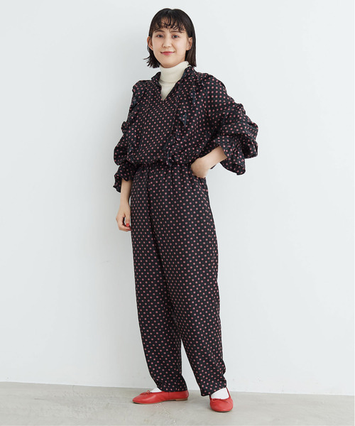 Dot＆Stripes CHILD WOMAN（ドットアンドストライプス　チャイルドウーマン）の「Cu/Coツイル花柄 フリルブラウス（シャツ/ブラウス・レディース・ピンク/ブラック・FREE）」の6枚目の写真