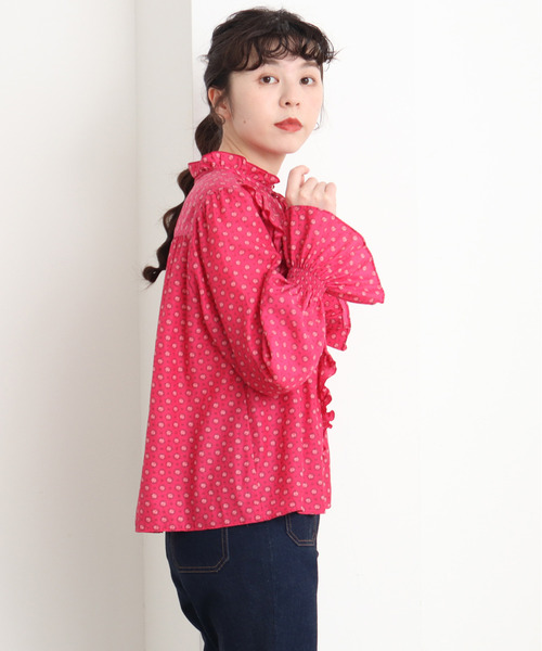 Dot＆Stripes CHILD WOMAN（ドットアンドストライプス　チャイルドウーマン）の「Cu/Coツイル花柄 フリルブラウス（シャツ/ブラウス・レディース・ピンク/ブラック・FREE）」の16枚目の写真