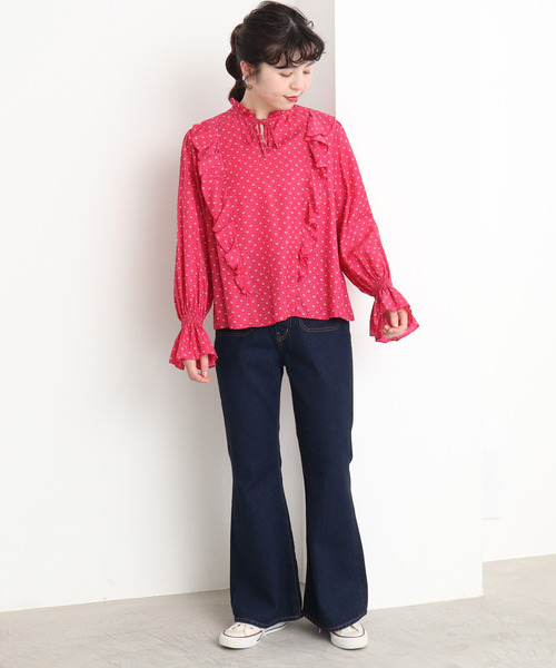 Dot＆Stripes CHILD WOMAN（ドットアンドストライプス　チャイルドウーマン）の「Cu/Coツイル花柄 フリルブラウス（シャツ/ブラウス・レディース・ピンク/ブラック・FREE）」の19枚目の写真