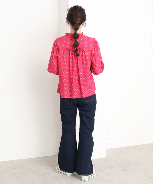 Dot＆Stripes CHILD WOMAN（ドットアンドストライプス　チャイルドウーマン）の「Cu/Coツイル花柄 フリルブラウス（シャツ/ブラウス・レディース・ピンク/ブラック・FREE）」の22枚目の写真
