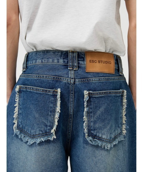 ESC STUDIO（イーエスシースタジオ）の「【ESC STUDIO/イーエスシースタジオ】washing denim culotte pants/ウォッシング デニム キュロットパンツ ジーンズ 切りっぱなしデニム（デニムパンツ・メンズ・ブルー・01/02）」の9枚目の写真