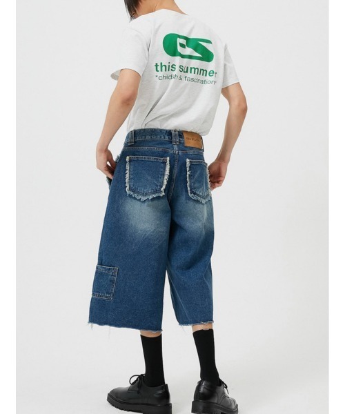 ESC STUDIO（イーエスシースタジオ）の「【ESC STUDIO/イーエスシースタジオ】washing denim culotte pants/ウォッシング デニム キュロットパンツ ジーンズ 切りっぱなしデニム（デニムパンツ・メンズ・ブルー・01/02）」の6枚目の写真