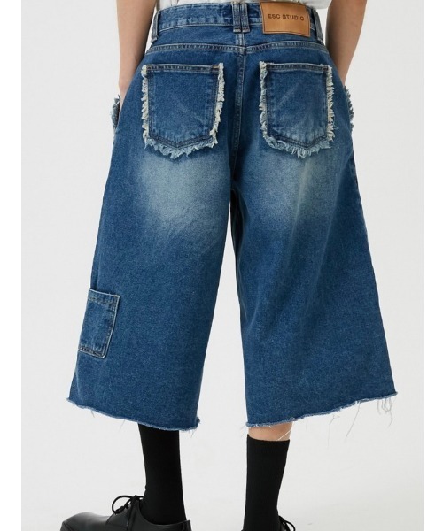 ESC STUDIO（イーエスシースタジオ）の「【ESC STUDIO/イーエスシースタジオ】washing denim culotte pants/ウォッシング デニム キュロットパンツ ジーンズ 切りっぱなしデニム（デニムパンツ・メンズ・ブルー・01/02）」の8枚目の写真