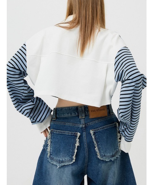 ESC STUDIO（イーエスシースタジオ）の「【ESC STUDIO/イーエスシースタジオ】washing denim culotte pants/ウォッシング デニム キュロットパンツ ジーンズ 切りっぱなしデニム（デニムパンツ・メンズ・ブルー・01/02）」の11枚目の写真