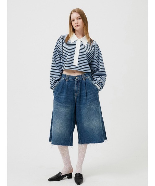 ESC STUDIO（イーエスシースタジオ）の「【ESC STUDIO/イーエスシースタジオ】washing denim culotte pants/ウォッシング デニム キュロットパンツ ジーンズ 切りっぱなしデニム（デニムパンツ・メンズ・ブルー・01/02）」の13枚目の写真