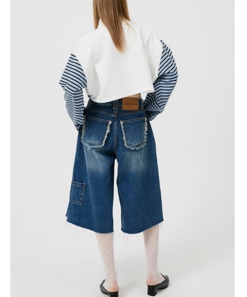 ★ESCSTUDIO★washing pocket denim culotte pants(black)★人気 ☆ESCSTUDIO☆washing pocket denim culotte pants(black)☆人気