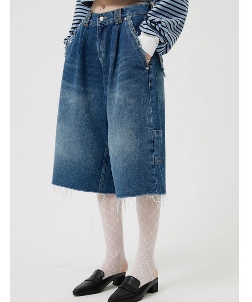 ESC STUDIO（イーエスシースタジオ）の「【ESC STUDIO/イーエスシースタジオ】washing denim culotte pants/ウォッシング デニム キュロットパンツ ジーンズ 切りっぱなしデニム（デニムパンツ・メンズ・ブルー・01/02）」の17枚目の写真