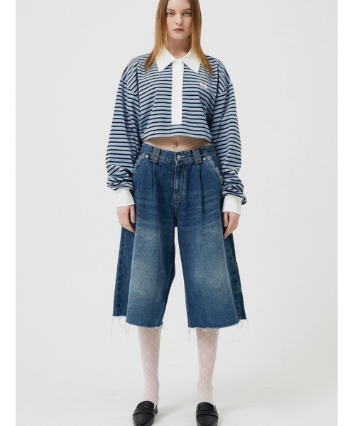 ESC STUDIO（イーエスシースタジオ）の「【ESC STUDIO/イーエスシースタジオ】washing denim culotte pants/ウォッシング デニム キュロットパンツ ジーンズ 切りっぱなしデニム（デニムパンツ・メンズ・ブルー・01/02）」の14枚目の写真