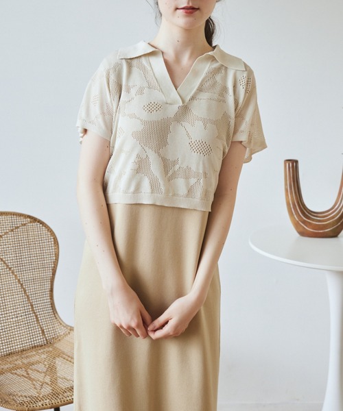 idem（イデム）の「flower knit vest layered onepiece/ニット