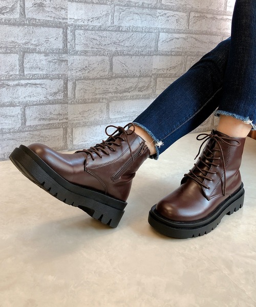 Noubel Voug Relax（ヌーベルヴォーグリラックス）の「トラックソールレースアップブーツ（ブーツ・レディース・アイボリー/ブラック/ダークブラウン・S/M/L/LL/3L）」の21枚目の写真