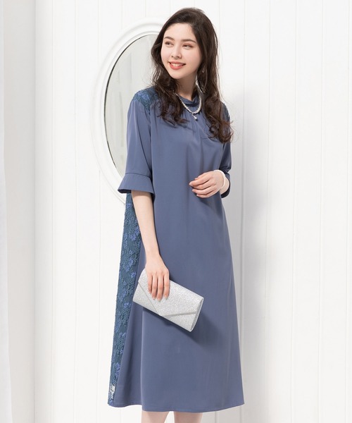 ドレスプラス（DRESS+）/2way ドレス ワンピース ゆったり レース 袖つき ミモレ丈 DRESS PLUS（ドレスプラス）の「2way ドレス ワンピース ゆったり
