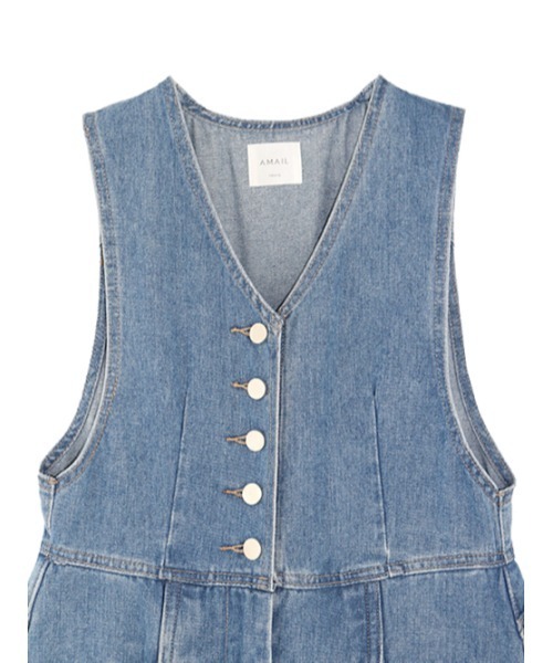 AMAIL(アマイル)の「Denim Straight coverall(サロペット/オーバーオール・レディース・ブルー・FREE)」の7枚目の写真