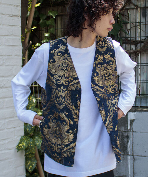 GLOSTER（グロスター）の「【GLOSTER/グロスター】ゴブラン柄ベスト アンティーク調 レトロ ジオメトリックパターン（ベスト