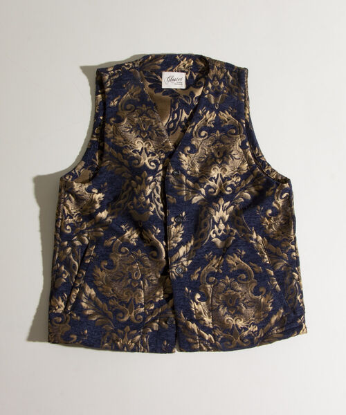 GLOSTER（グロスター）の「【GLOSTER/グロスター】ゴブラン柄ベスト アンティーク調 レトロ ジオメトリックパターン（ベスト・メンズ・ホワイト系その他/ブルー系その他・S/M/L）」の3枚目の写真